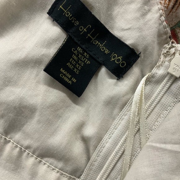 House of Harlow Midi Leaf Dress tie Shoulder Straps linen Tiered Multicolor XS - Picture 5 of 6